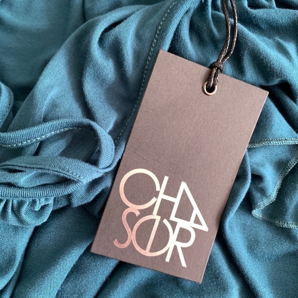 Chaser Teal Ruffle Open Shoulder Mini Dress M - Picture 10 of 11